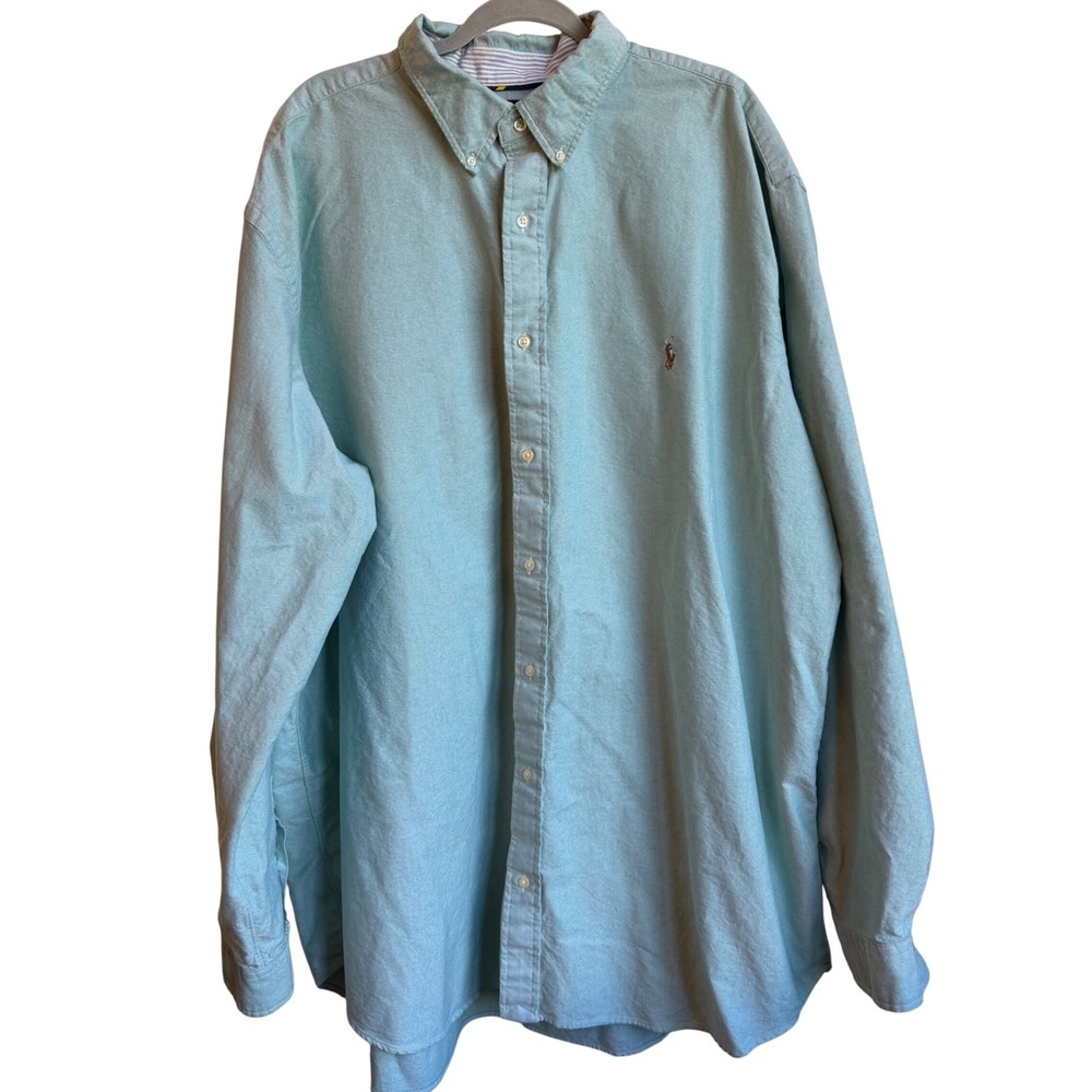Polo Ralph Lauren Button Down Shirt Mens 3XLT Light Green Classic Fit Oxford